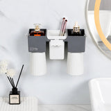 Wall-Mounted Bathroom Organizer with Toothbrush Holders & Storage Cups