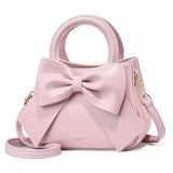 Cute Bowknot Mini Handbag for Women Luxury PU Leather Crossbody Shoulder Bag & Top Handle Purse SparkelsSparkels