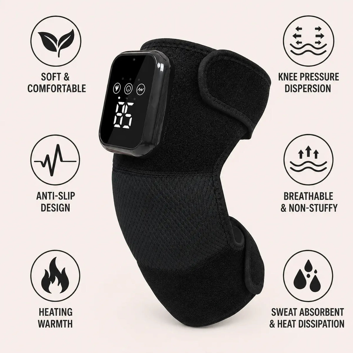 Rechargeable Heated Knee Massager with Vibration & Digital Display