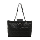 Elegant Quilted Bow Chain Tote Bag for Women Stylish Shoulder Handbag & Casual Carry Purse SparkelsSparkels