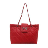 Elegant Quilted Bow Chain Tote Bag for Women Stylish Shoulder Handbag & Casual Carry Purse SparkelsSparkels