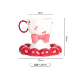 Bow Design Ceramic Tea Cup with Matching Saucer