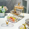 Luxury 3 Tier Glass Snack Storage Box with Golden Deer Lid Nordic Dessert Display & Candy Organizer Tray SparkelsSparkels