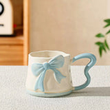 3D Bow Ceramic Mug Cute Ribbon Coffee Cup with Butterfly Handle SparkelsSparkels