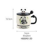 Cute Panda Ceramic Mug with 3D Lid & Spoon