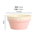 Ice Cream Cone Ceramic Bowl & Cup Set Pastel Pink Dessert Bowl, Snack Cup, Breakfast Bowl, Ice Cream Plate Cute Kitchen Tableware Collection SparkelsSparkels