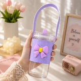 Cute Bow Portable Water Bottle with Strap