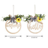 Welcome Round With Leaf & Led Fairy Light Hanging Plaque Sign