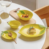 Lemon Shaped Ceramic Serving Plate & Bowl Collection