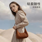 Minimalist Pleated Mini Shoulder Bag Lightweight Crossbody Purse for Women Stylish Small Handbag SparkelsSparkels