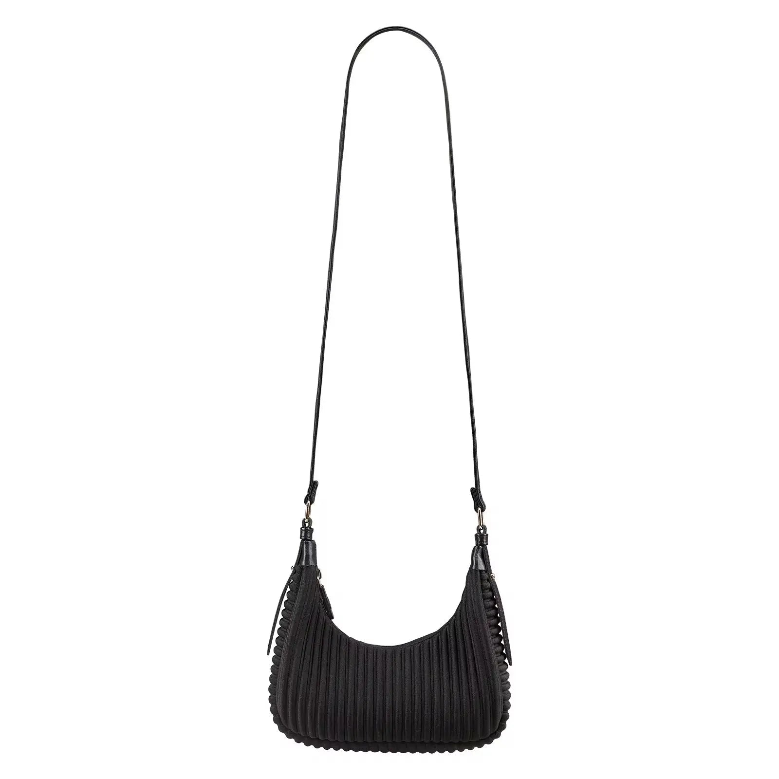 Minimalist Pleated Mini Shoulder Bag Lightweight Crossbody Purse for Women Stylish Small Handbag SparkelsSparkels