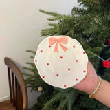 Cute Pink Bow Ceramic Cup & Saucer Set 230ml Heart Aesthetic Coffee & Tea Cup SparkelsSparkels