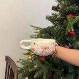 Cute Pink Bow Ceramic Cup & Saucer Set 230ml Heart Aesthetic Coffee & Tea Cup SparkelsSparkels