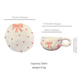 Cute Pink Bow Ceramic Cup & Saucer Set 230ml Heart Aesthetic Coffee & Tea Cup SparkelsSparkels