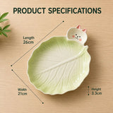Cabbage Rabbit Ceramic Serving Plate with Sauce Bowl