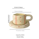 Handmade Pink Striped Ceramic Cup & Saucer Set 320ml Cute Floral Aesthetic Coffee & Tea Cup SparkelsSparkels