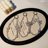 Butterfly Crystal Pearl Beaded Keychain