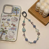 Glow in the Dark Floral Crystal Beaded Keychain