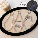 Glow in the Dark Floral Crystal Beaded Keychain