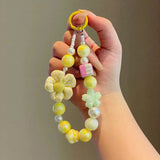 Pastel Flower Pearl Beaded Keychain