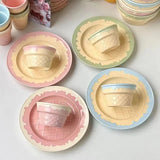 Ice Cream Cone Ceramic Bowl & Cup Set Pastel Pink Dessert Bowl, Snack Cup, Breakfast Bowl, Ice Cream Plate Cute Kitchen Tableware Collection SparkelsSparkels