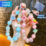Kawaii Character Pearl Beaded Phone Charm Keychain