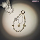 Starry Heart Crystal Beaded Keychain