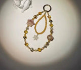Starry Heart Crystal Beaded Keychain