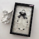 Lace Bow Pearl Beaded Keychain
