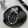 Lace Bow Pearl Beaded Keychain