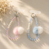 Fluffy Pom Pom Crystal Beaded Keychain