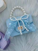 Pearl Bow Lace Mini Handbag for GirlsCute Princess Crossbody Purse