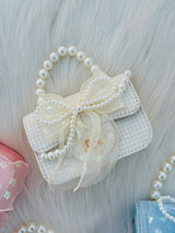 Pearl Bow Lace Mini Handbag for GirlsCute Princess Crossbody Purse