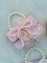 Pearl Bow Lace Mini Handbag for GirlsCute Princess Crossbody Purse