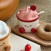 Cute Ceramic Dessert Cup with Lid & Spoon