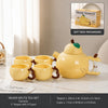 Pear Shaped Ceramic Tea Set with 4 Cups & Wooden Tray