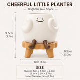 Cute Relaxed Character Mini Planter with Stool