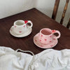 Red Bow Ceramic Coffee Mug with Matching Saucer