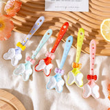 Kawaii Blue Bow Ceramic Mug Set with Plate & Spoon Princess Tea Cup Set 320ml Cute Aesthetic Coffee Cup