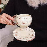 Butterfly Ceramic Coffee Mug with Matching Saucer