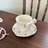 Cherry Bow Ceramic Coffee Mug with Matching Saucer