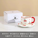 Cherry Ceramic Coffee Mug with Matching Saucer – 300ml