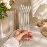6 Piece Reusable Clear Glass Straw Set with Cleaning Brushes