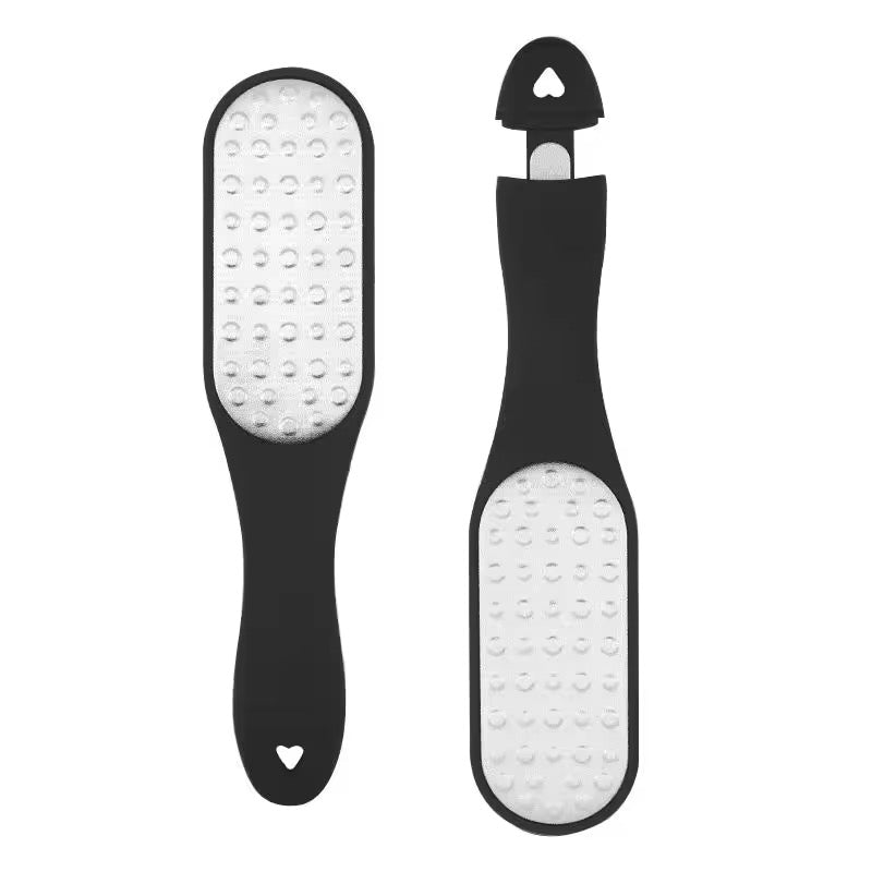 2-in-1 Professional Foot File & Callus Remover Black Stainless Steel Pedicure Tool