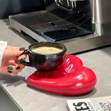 Heart Ceramic Cup & Saucer Set SparkelsSparkels