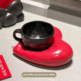 Heart Ceramic Cup & Saucer Set SparkelsSparkels