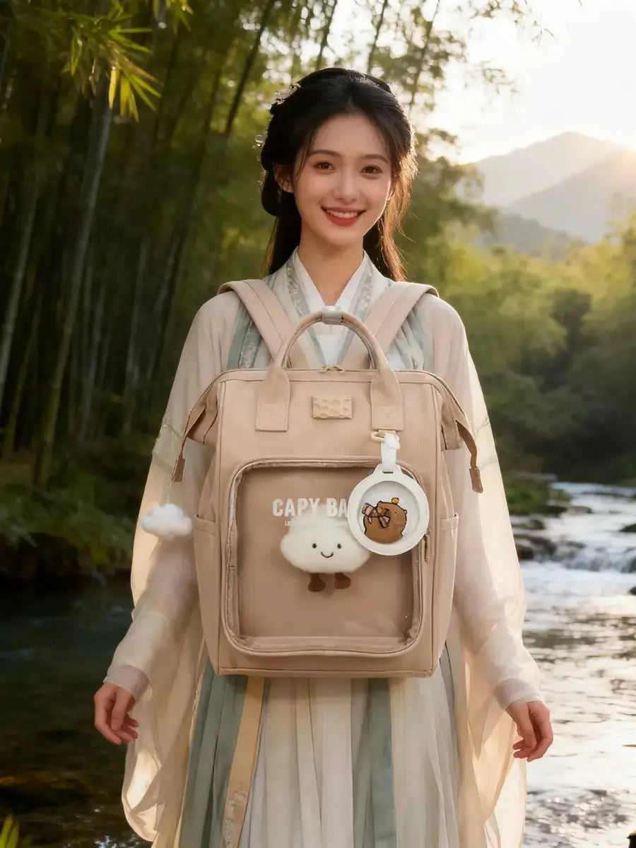 Cute Capybara Transparent Backpack SparkelsSparkels