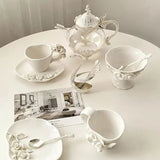 Ivory Rose Sculpted Ceramic Cup & Saucer SparkelsSparkels