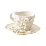 Ivory Rose Sculpted Ceramic Cup & Saucer SparkelsSparkels
