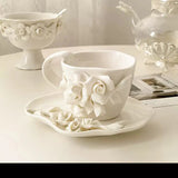 Ivory Rose Sculpted Ceramic Cup & Saucer SparkelsSparkels